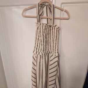 Francesca's Black and Cream Striped Dress